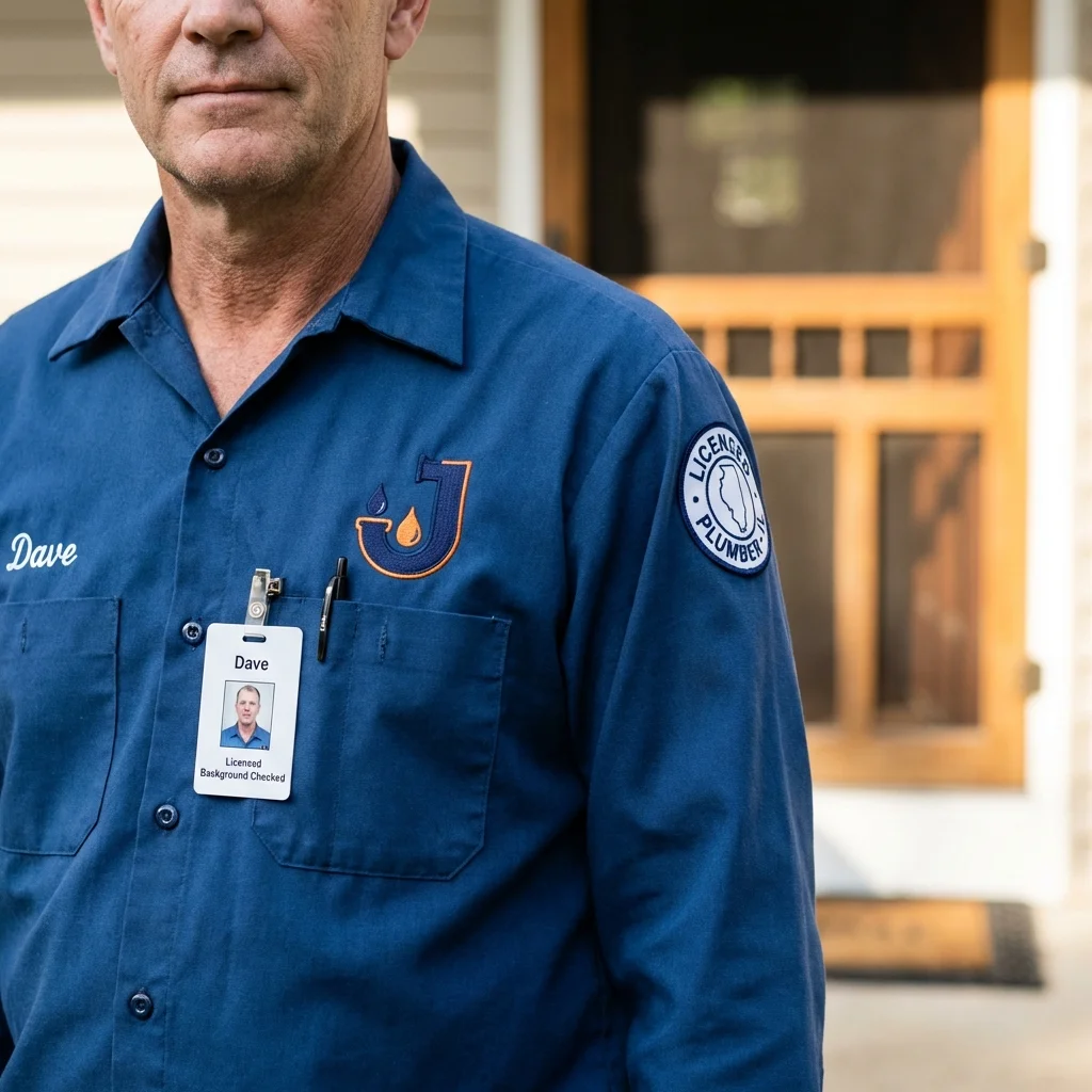 Licensed plumber showing ID badge in Newmanstown, PA
