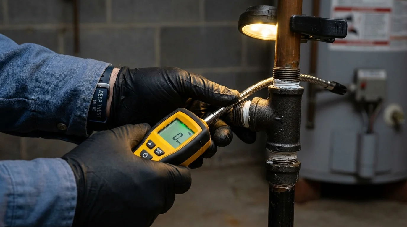 Gas leak detection with electronic sniffer by Johns Plumbing LLC in Newmanstown