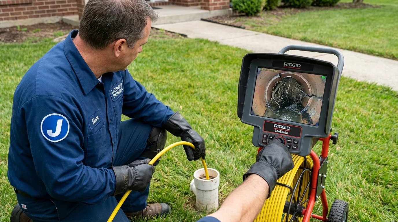 Sewer camera inspection being performed by Johns Plumbing LLC in Newmanstown